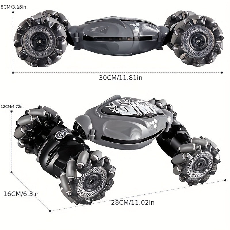 Transforming remote control car with gesture control for kids, featuring a twisting four-wheel drive climber, perfect for boys and rechargeable for off-road adventures.