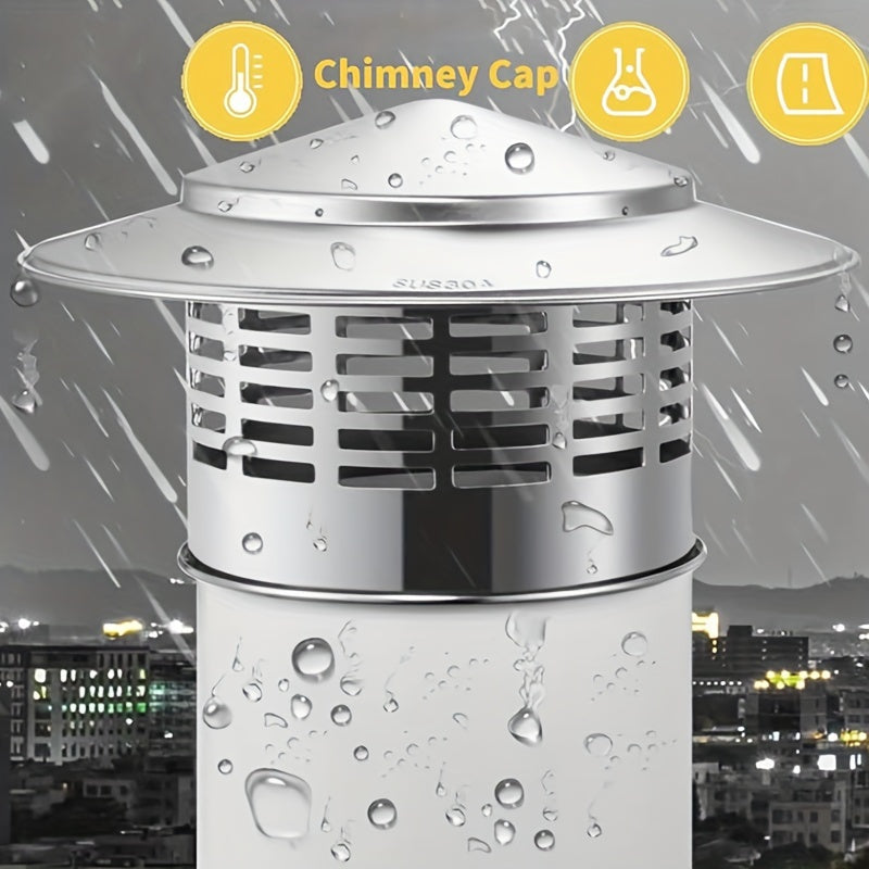 Stainless Steel Chimney Cap with Rain Protection Mesh and Chimney Bird Guard - Includes 1 Set of Hose Clamp and Chimney Cowl for Small Roof Vent Protection, Flue Pipe Cover, and Round Cap with 11.43 cm Inner Diameter.