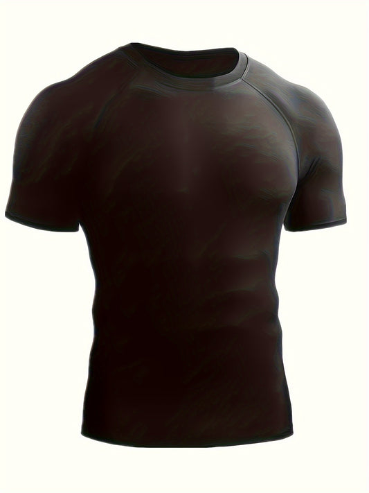 Men's short sleeve solid color t-shirt, breathable and quick drying for summer comfort.