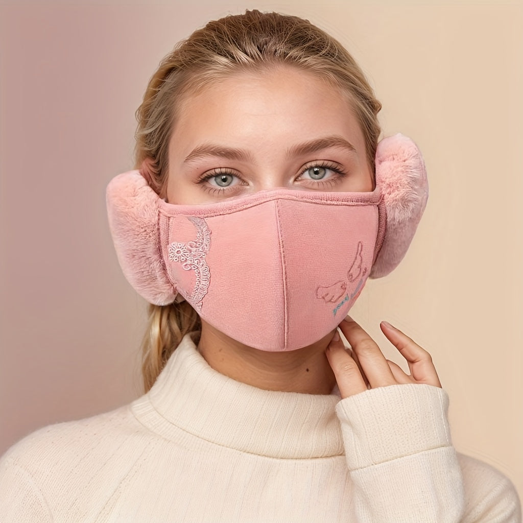 Stay warm this winter with our Women's Winter Ear Muff Face Mask. This unisex ear protector is windproof and breathable, made from stretch polyester fabric that is knitted for added warmth. Hand wash only. A fashionable accessory for ladies.