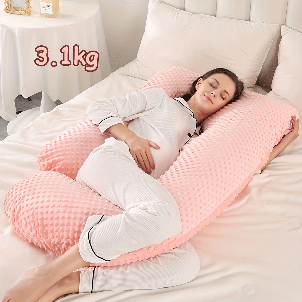 Ultra-Plush U-Shaped Pregnancy Pillow for Side Sleeping - Provides Gentle Waist Support, Ideal Present for Expectant Mothers during the Holidays like Christmas, Halloween, Thanksgiving, and Valentine's Day.