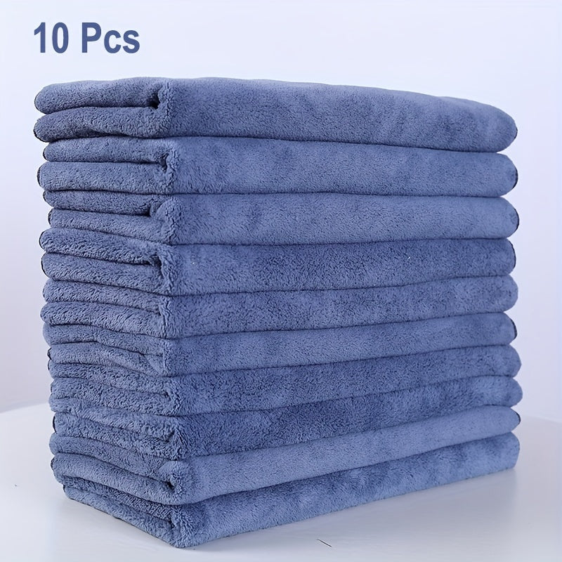 10 professional microfiber towels - 60x30cm, soft, highly absorbent for car washing and automatic drying.