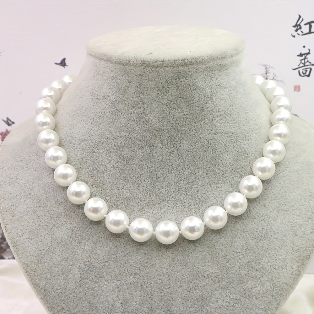 Exquisite French-inspired 12mm Freshwater Pearl Necklace in Vintage Style - Ideal for Daily Wear or Special Events. Makes a Sensual and Stylish Valentine's Day Gift, Comes with a Surprise Jewelry Box