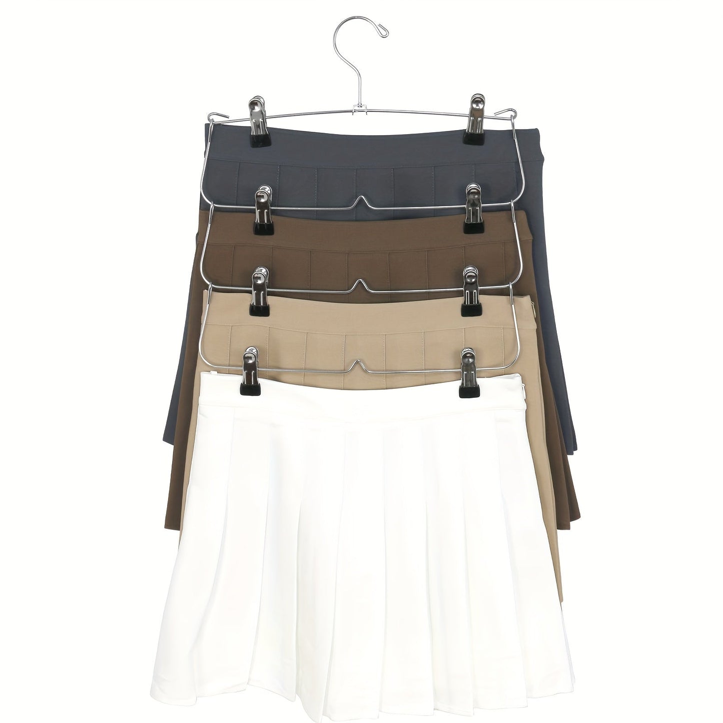 Set of 4 Skirt Hangers with 4 Layers - Made of Metal for Organizing Your Wardrobe Efficiently