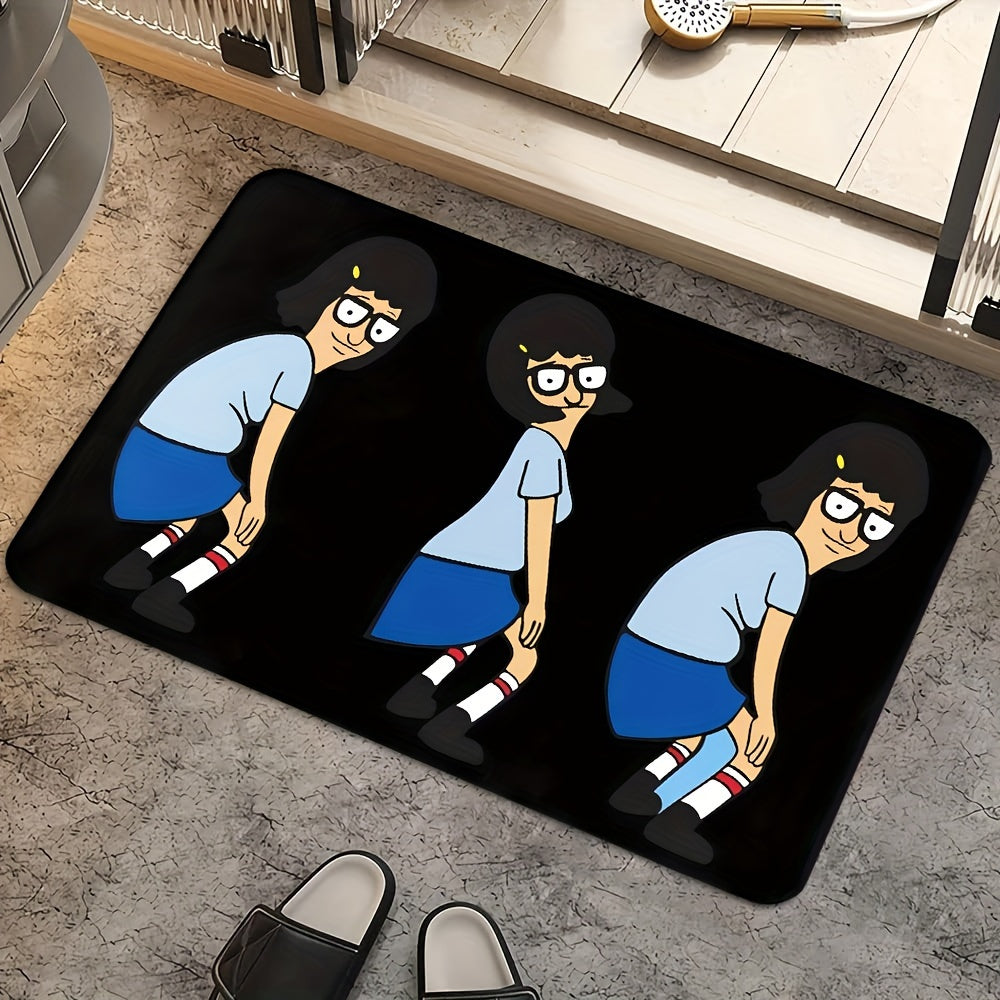 Welcome to Bob's Cartoon Burger living room! This decorative rug is perfect for kitchen or bathroom decor. It is an absorbent, anti-slip door mat measuring 40.64 x 60.96 cm.