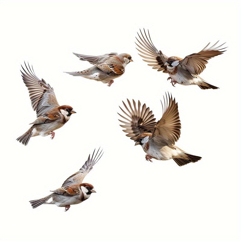 Sparrow Window Decals - Delightful, Easy-to-Apply Decor for Any Room, Featuring Decorative Art Style