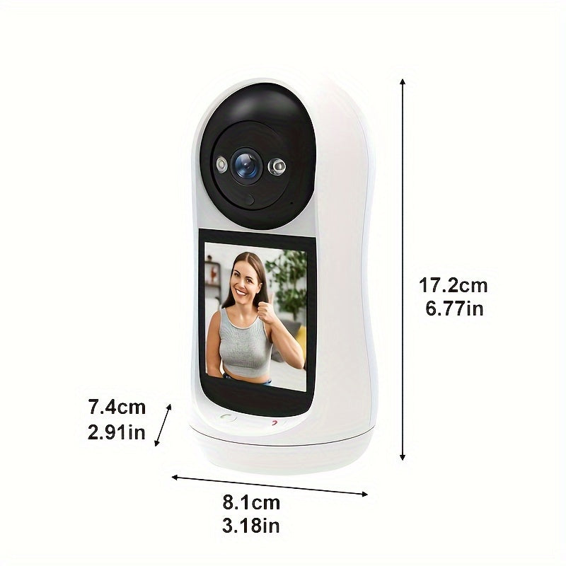 Enhance your home security with our 1080P HD indoor camera featuring a 7.11cm screen. This WiFi enabled camera includes two-way audio, night vision, pan & tilt capabilities, and motion alerts. It is perfect for ensuring the safety of your home and