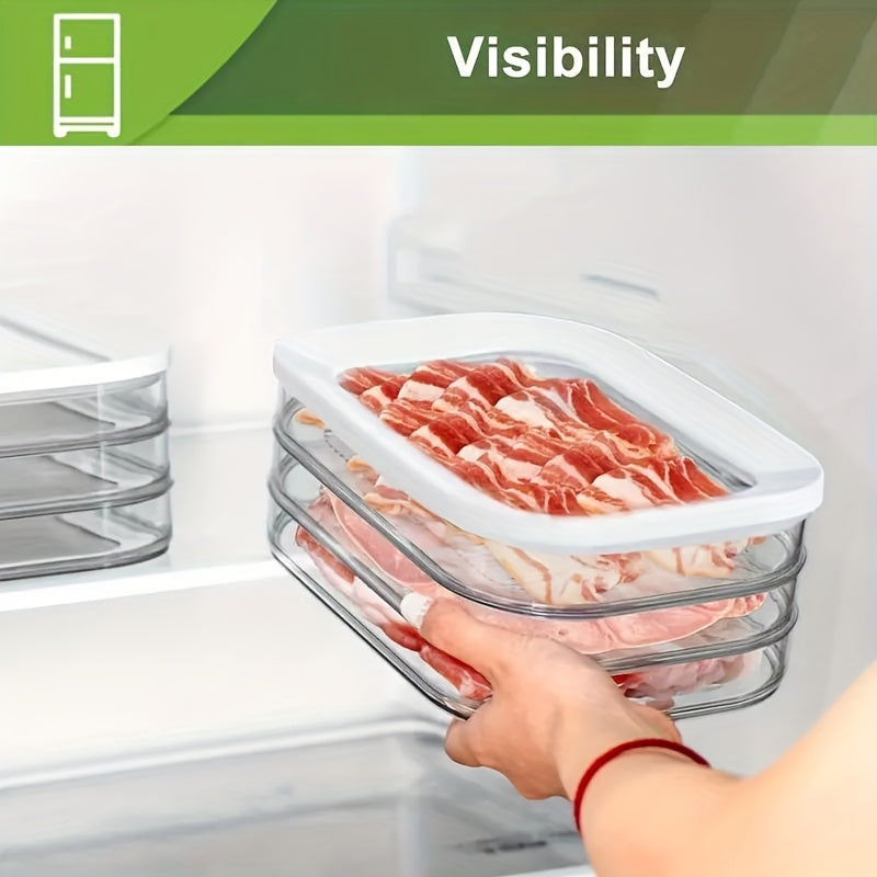 Single-Tier PET Plastic Cold Plate Container Set for Leak-Proof Food Storage - Ideal for Meat, Fruits, and Vegetables. Organize and Store in Your Kitchen with this Reusable Sealing Box.