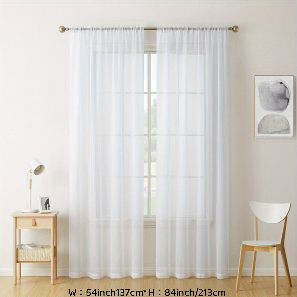 Enhance your decor with these elegant sheer voile curtain panels. Made of semi-transparent polyester, they feature a rod pocket design for easy hanging in your kitchen, bedroom, or living room. Create a romantic ambiance with these beautiful curtains.