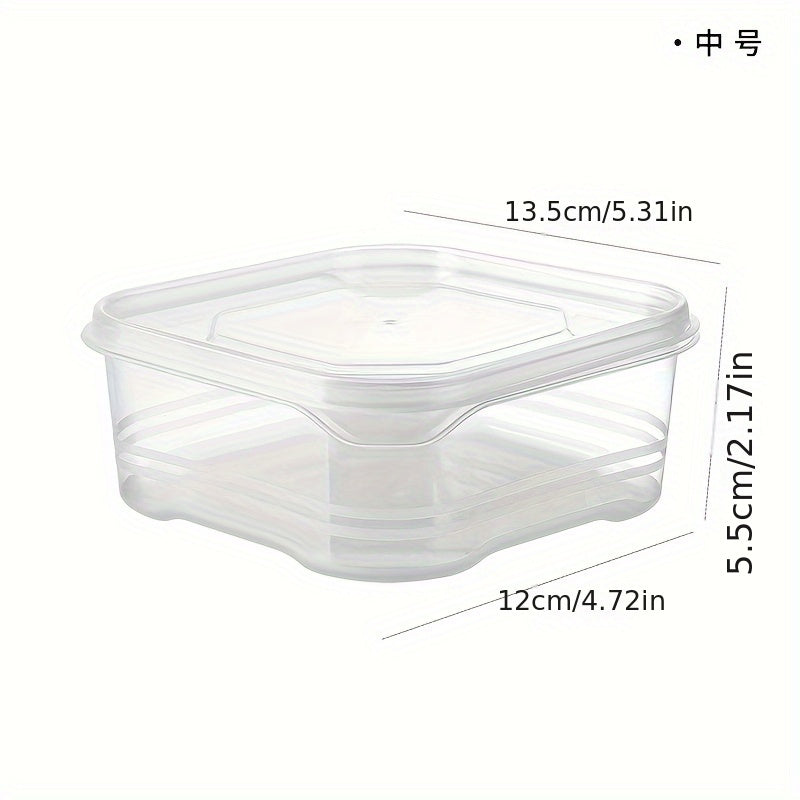 4 clear food storage boxes with locking lids, multifunction food containers for baking supplies, fruits, vegetables, and household organization in the refrigerator.