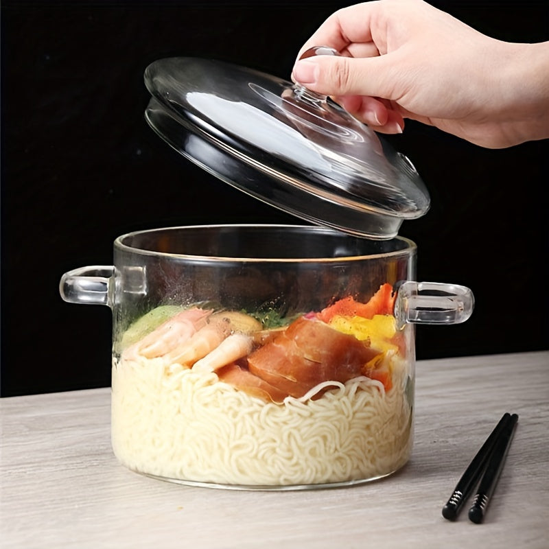 1.5L/2L Glass Cooking Pot with Lid - High-Quality Borosilicate Material, Suitable for Gas & Induction Stoves, Ideal for Soups, Stews, and Noodles