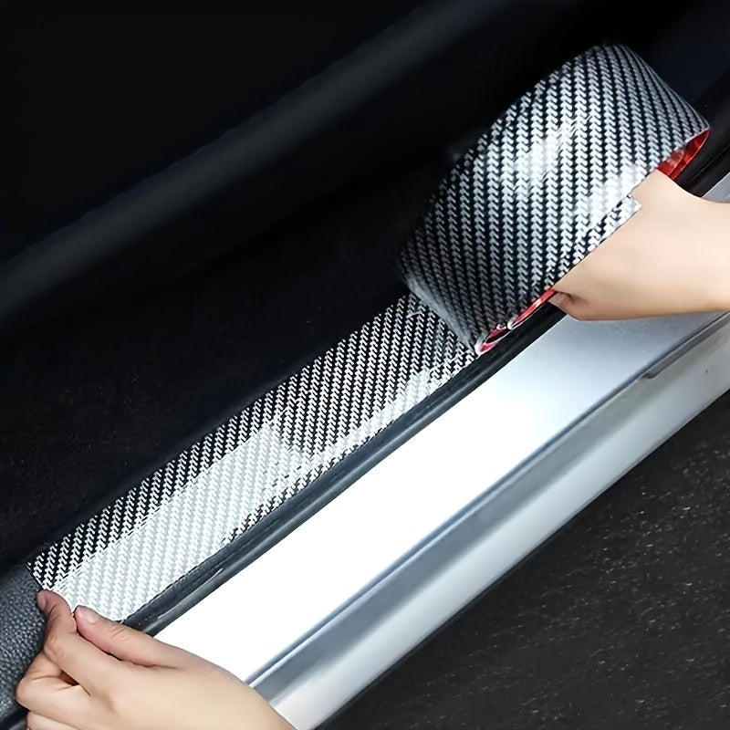 5D Carbon Fiber Car Door Entry Guard Strip - PET Material, Waterproof, Anti-Scratch Protection for Thresholds and Mirrors, 1pc 5*300cm