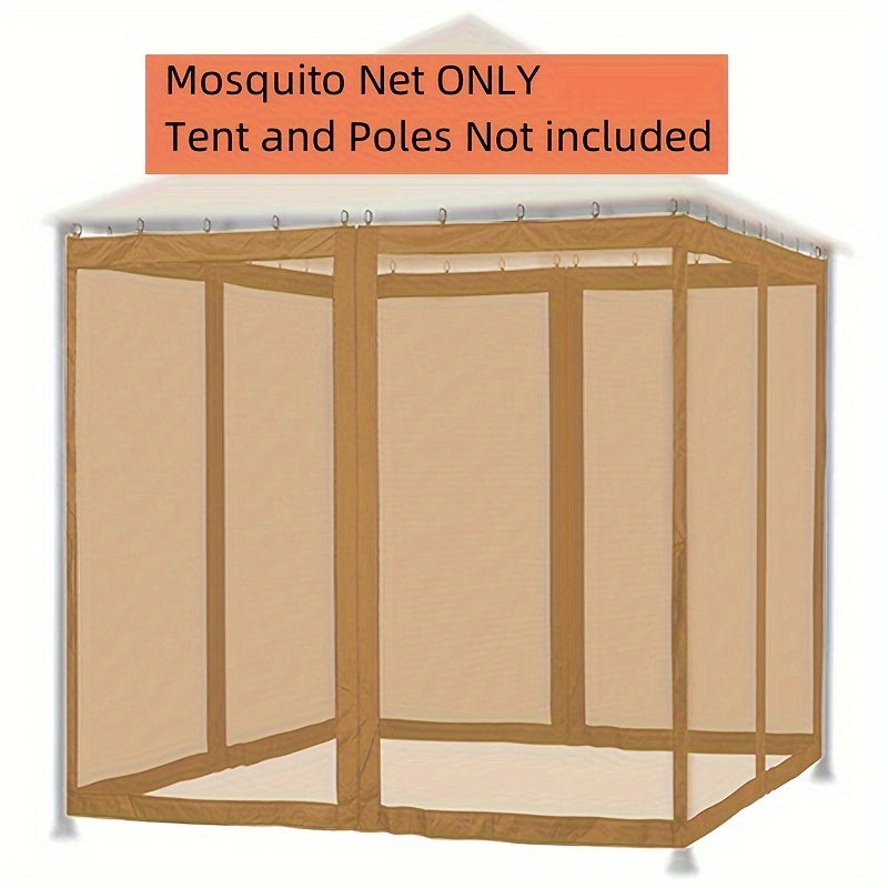 Outdoor tent mosquito nets with black and brown four-door design, four-corner net fence, and mosquito-proof garden courtyard pavilion.