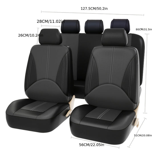 Luxury PU leather seat cover set with full coverage cushion protectors. Waterproof and stain-resistant, easy to install. Fits most vehicles.