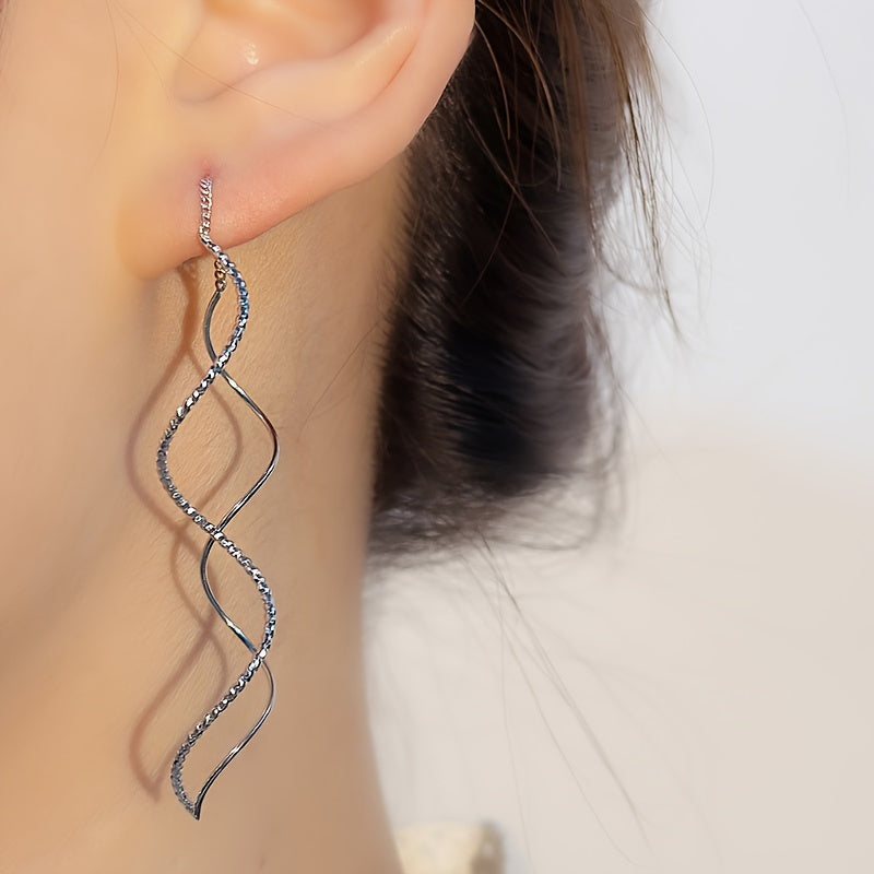 Copper wave tassel earrings with zinc alloy post, perfect for parties and banquets - All Seasons Jewelry