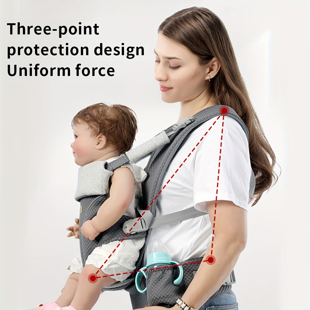 Infant Carrier - This versatile carrier can be used in 4 different ways and is suitable for infants from newborn to toddler (0-48 months old) weighing between 3.18-20.41 KG. Made from breathable polyester, it is adjustable and available in Black, Grey