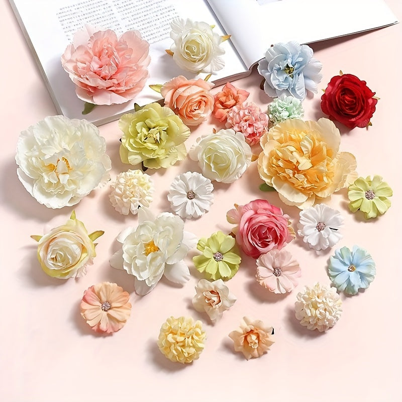 1 pack of silk rose flower heads for home decor, weddings, and DIY crafts - ideal for garlands and gift accessories.