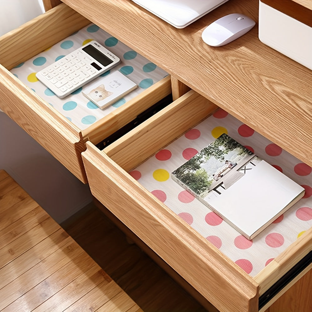 Drawer and Shelf Liner Set measuring 30.48x199.9cm with a strong grip and non-adhesive design for easy installation. Durable organization liners for kitchen cabinets, drawers, cupboards, and bathroom storage shelves. Mat ensures a secure and organized