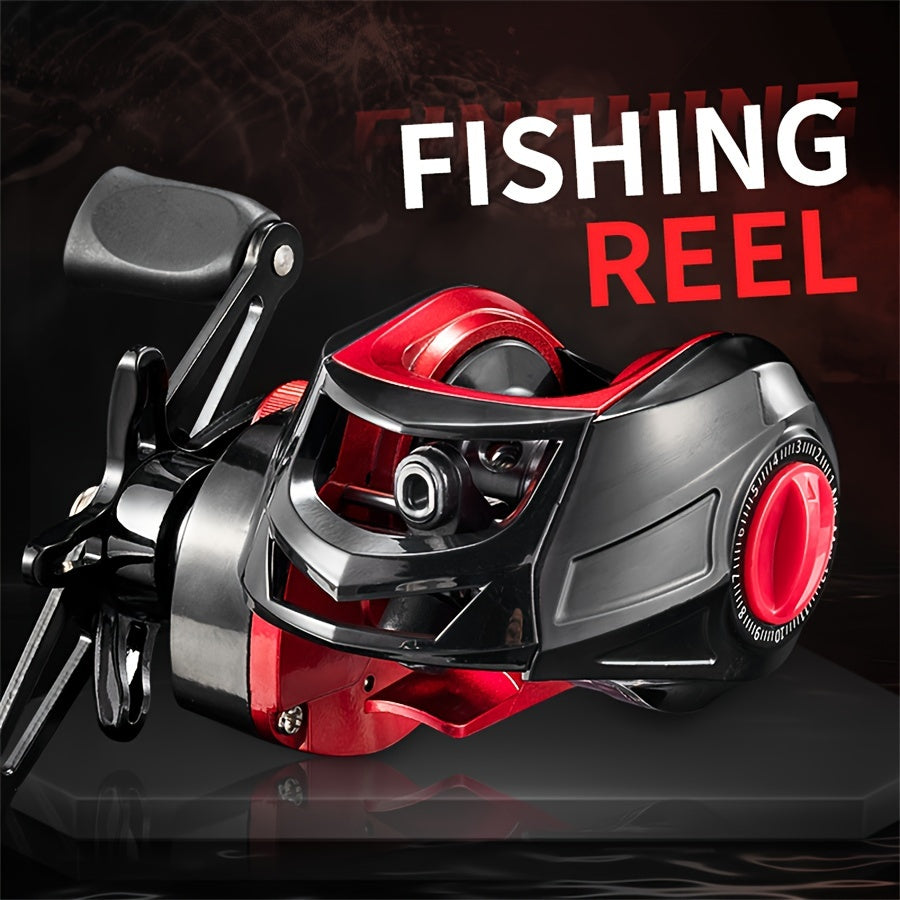 High-Strength BR Black & Red Baitcasting Fishing Reel - lightweight design, durable nylon body with metal spool, versatile for freshwater & saltwater fishing.