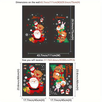 Get ready for the holiday season with the Classic Christmas and New Year Window Clings Set. This 2-pack features Santa Claus and snowflake electrostatic decals that are perfect for decorating your windows and mirrors. These festive static window