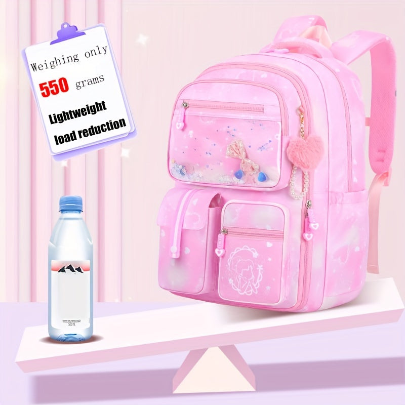 New children's backpack with gradient colors, waterproof and spine protection.