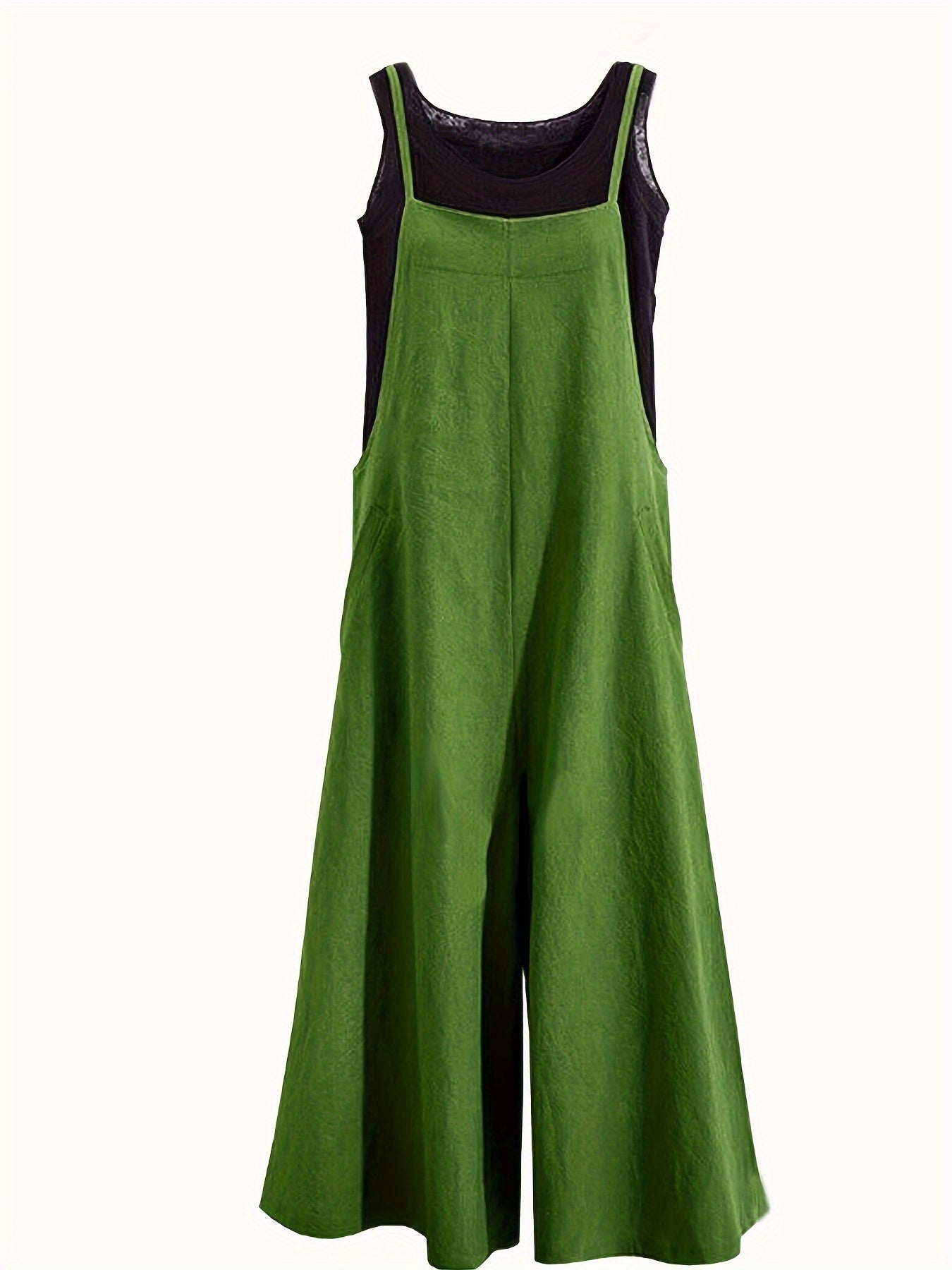 Stylish wide-leg jumpsuit with pockets for women, machine washable