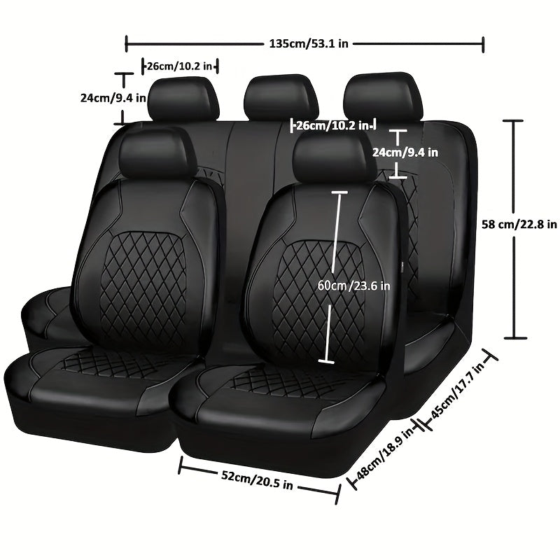 Luxury faux leather car seat covers - universal fit, easy to clean, durable, all-season protection.