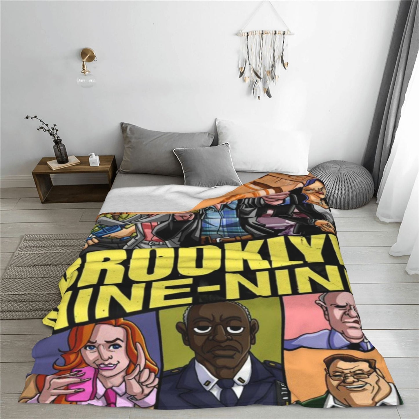 Brooklyn Nine-Nine TV Show Flannel Fleece Blanket - Soft Polyester Throw for Home & Office - Lightweight Travel Shawl for All Seasons - Pet Friendly - Digital Print Design - 250-300gsm