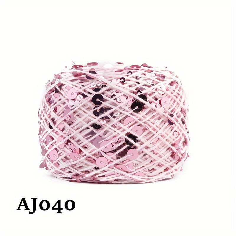 50g of sequin cotton yarn in 3mm and 6mm, perfect for hand sewing and crafts. Available in a variety of vibrant colors for fashion crafting.