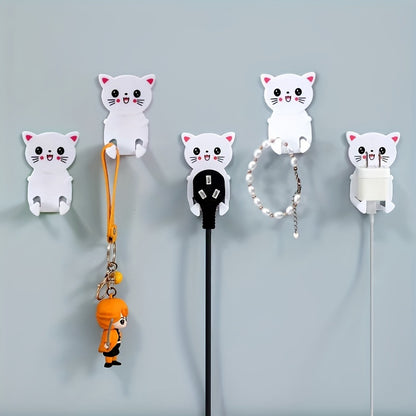 5pcs Cat Wall Hooks - Easy Plug installation, organize sundries efficiently