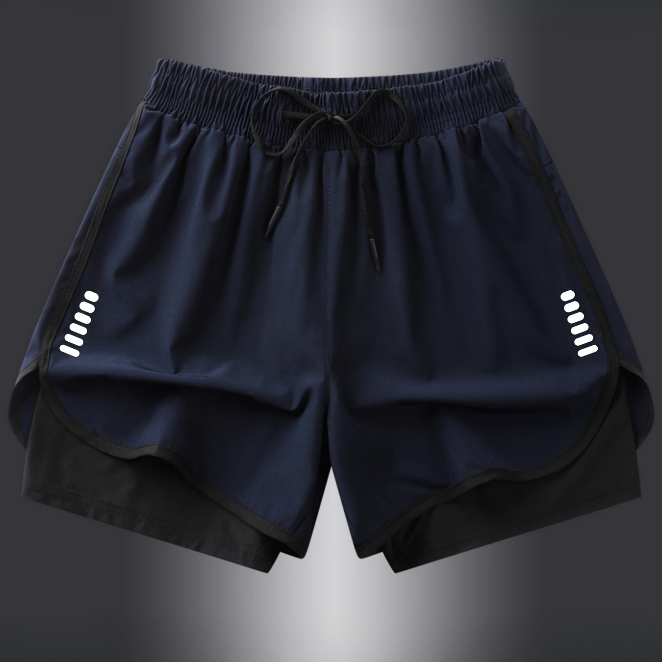 Breathable men's athletic shorts with quick-dry polyester and printed design, perfect for summer sports.