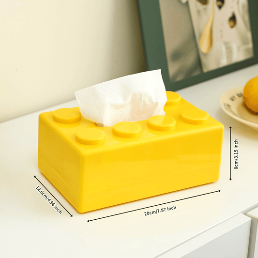 Wall-mounted plastic napkin dispenser doubles as a creative building block tissue holder, making it a multifunctional home dining table storage organizer for Thanksgiving without the need for drilling.