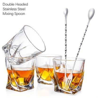 1/2/4pcs stainless steel stirring spoons, perfect for coffee and milk tea shops. A long bar spoon for mixing cocktails and other beverages, essential bar accessories for kitchen supplies.