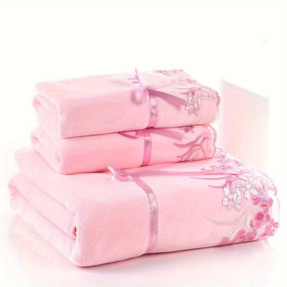 ZZBZZ Luxury Microfiber Lace Towel - Super Soft, Skin-Friendly Hand & Bath Towel with Exquisite Locking Edge for Home Bathroom Essentials