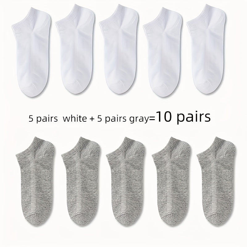 20 pairs of unisex solid color short socks, for all seasons.