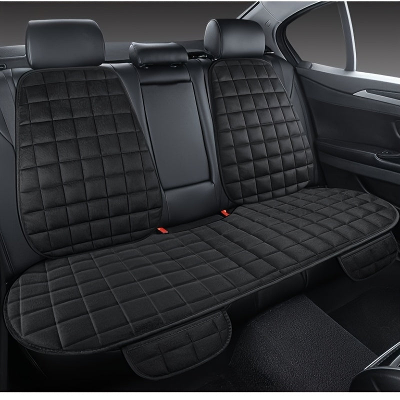 Velvet plush car seat covers with breathable protective pads for universal car interior.