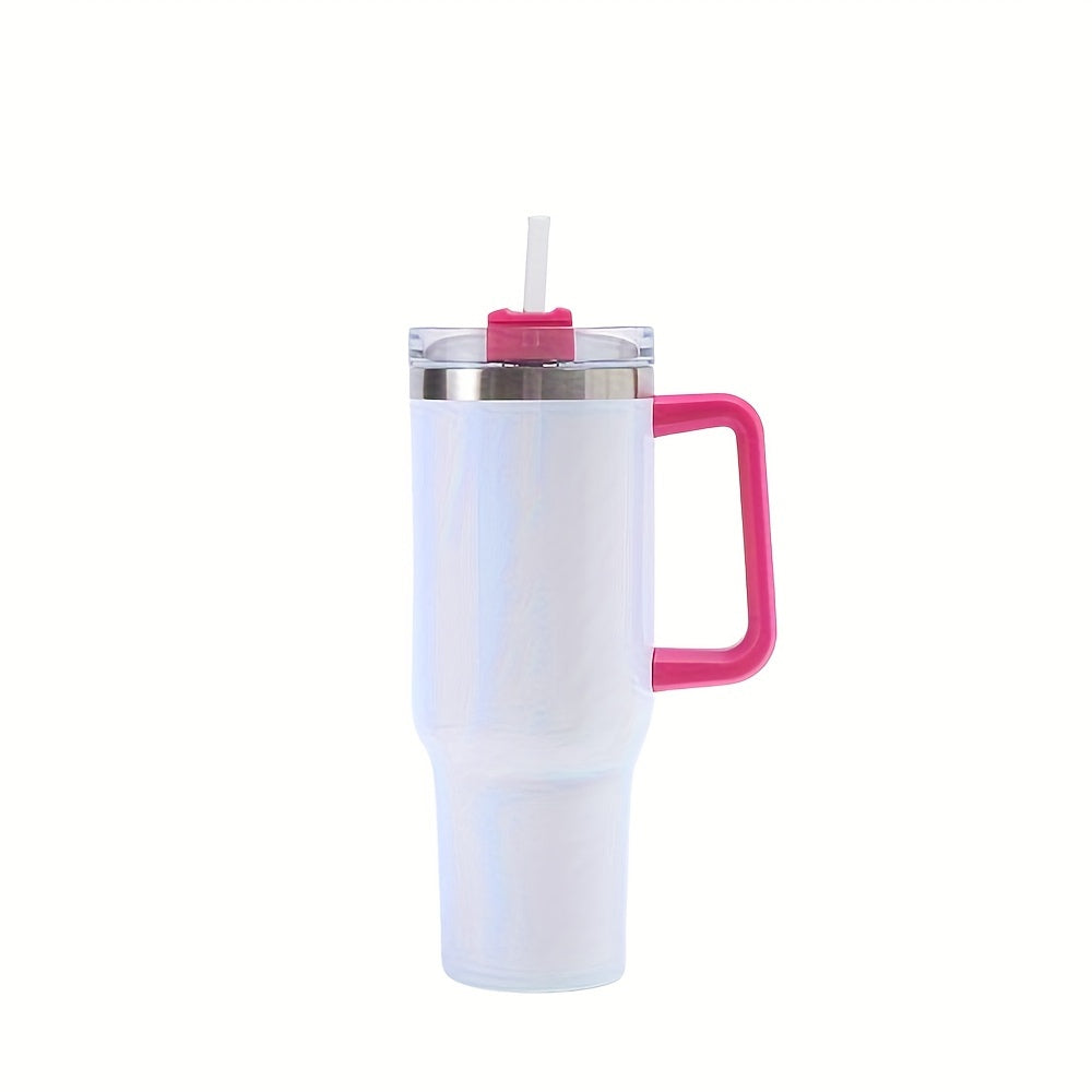 Set of 1 or 4 40oz tumblers with double-wall stainless steel, handle, straw, and personalized drinkware option.