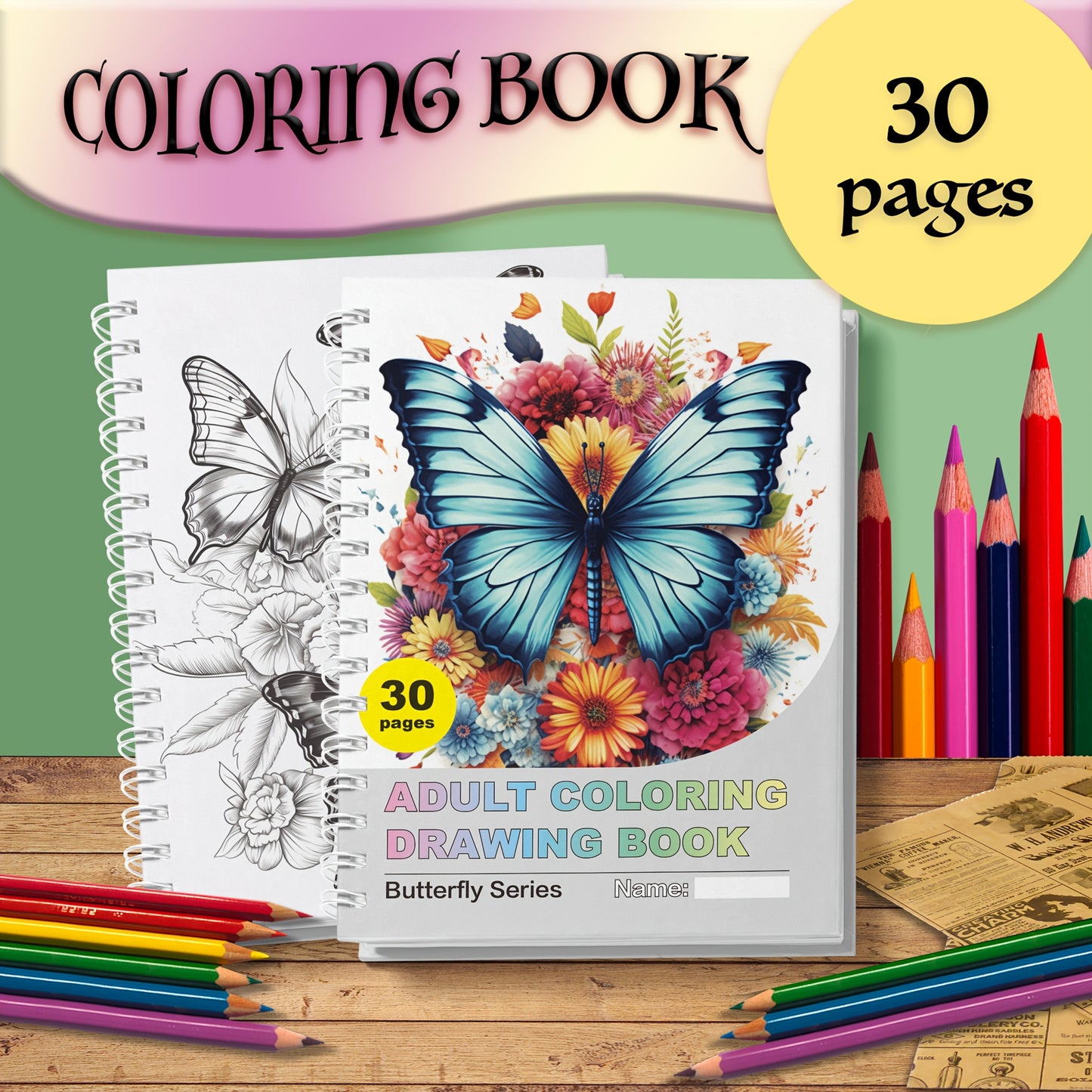 Butterfly Garden: A DIY Coloring Book for Adults - Relax and De-Stress with Artistic Coloring.