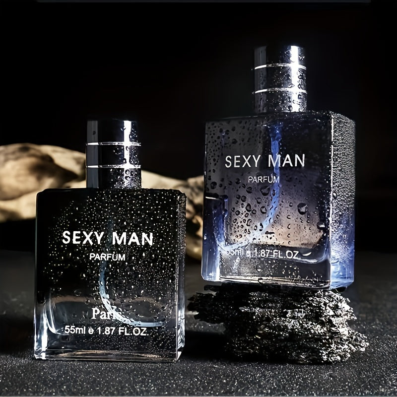 55ml Men's Cologne with Long-Lasting Ocean Breeze Scent, Alcohol-Based. Ideal for any occasion, enhances elegance. Comes in minimalist glass bottle.