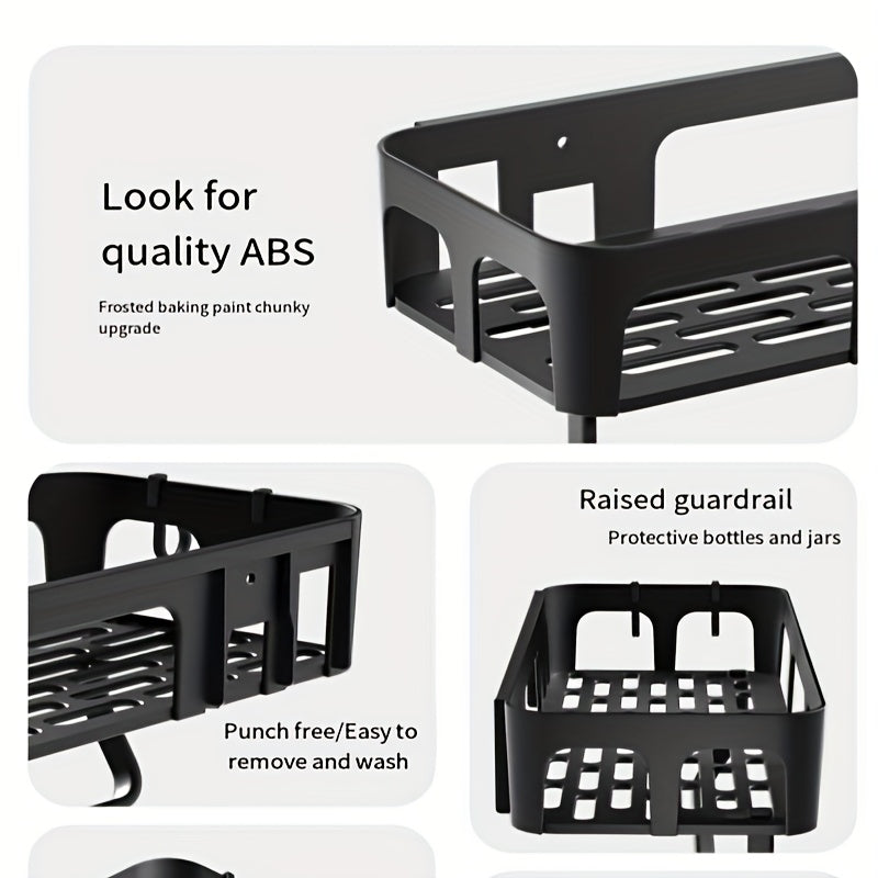 1-piece Storage Rack for Household, Perforation-Free Sundries Organization, Wall-Mounted Multi-Functional Condiment Holder for Kitchen and Bathroom, Home Storage Solutions and Organizers, Stylish Home Accessories