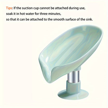 Suction cup soap holder for non-slip storage in bathroom. Water-resistant and does not require power.