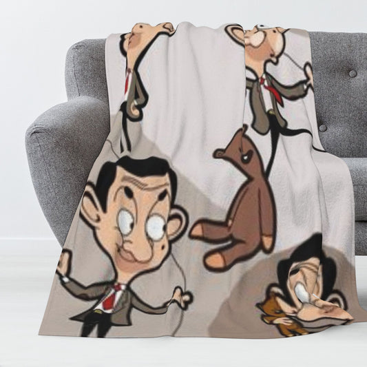 Soft Flannel Throw Blanket Inspired by Mr. Bean - Cozy, Lightweight & Long Lasting | Easy to Clean in the Washing Machine | Ideal for Couch, Bed, Office, Camping | Great Gift Idea for any Season