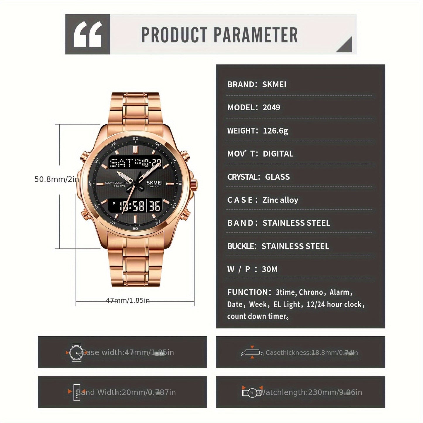 Choose the SKMEI Men's Fashion Multifunctional Double Display Chronograph Sports Luminous Alarm Youth Electronic Watch for the Perfect Gift