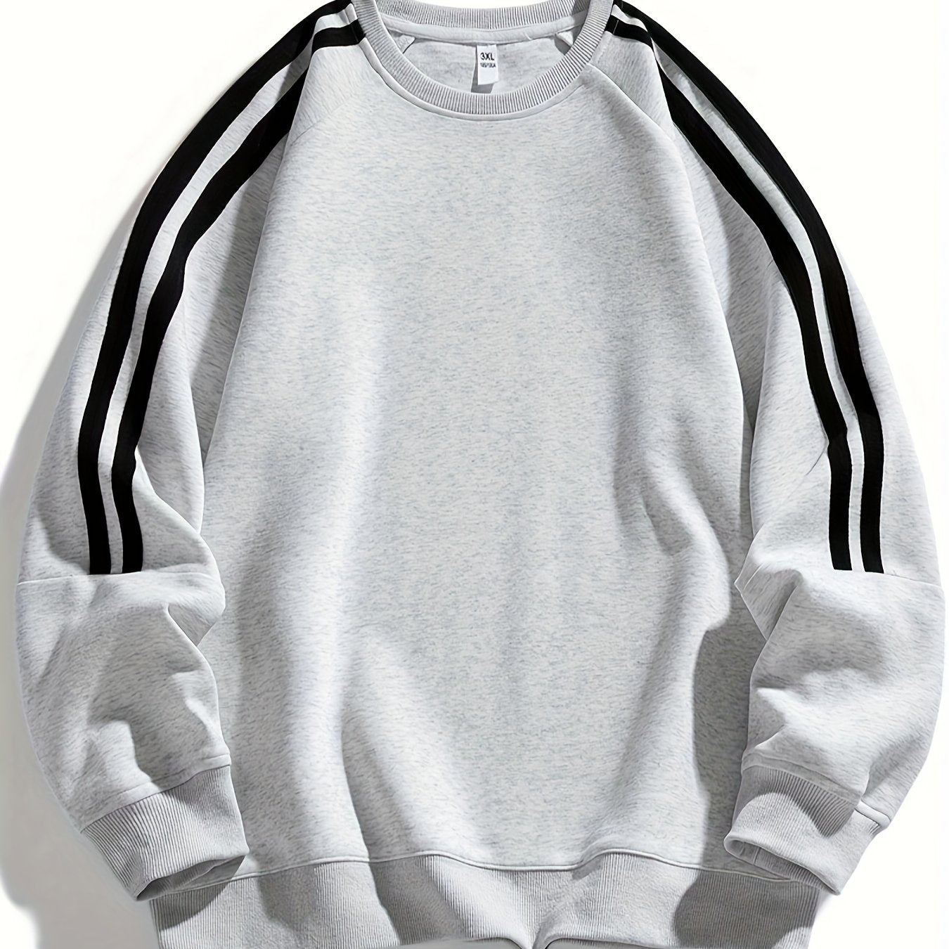 Men's side striped crewneck hoodie, comfortable and breathable, suitable for street and outdoor activities.