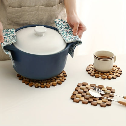 Bamboo pot mat protects dining table from high temperatures.