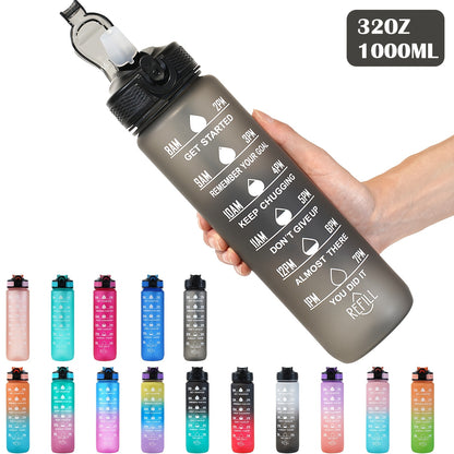 Leak-proof 32oz Gradient Water Bottle with Carry Strap for Hiking & Active Lifestyles, PVC-Free