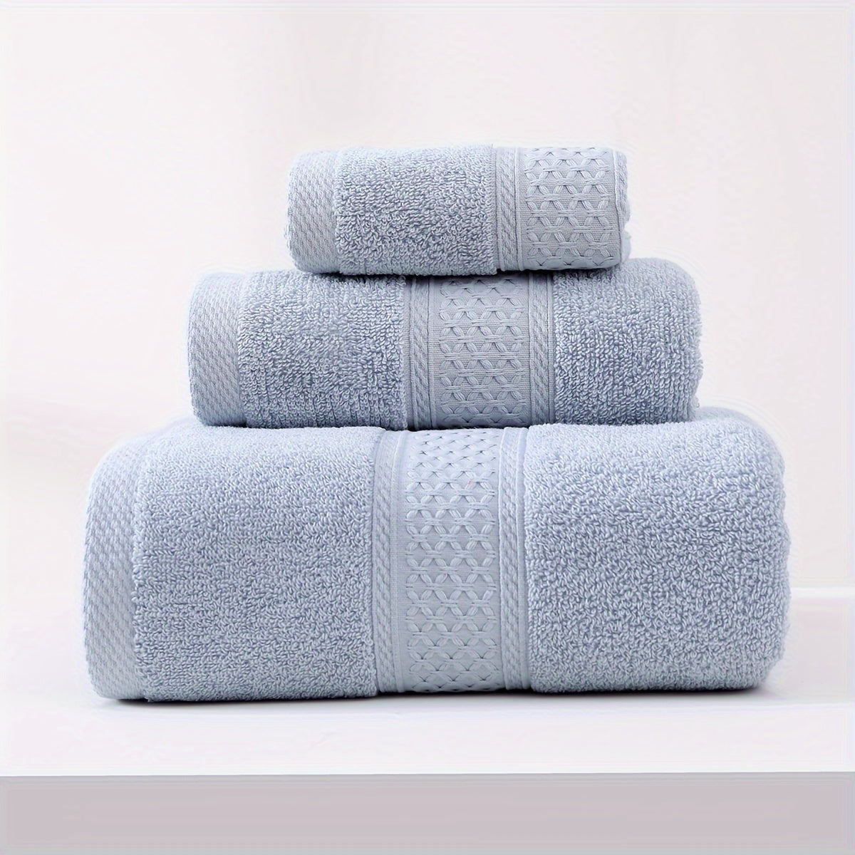 3-piece set of bath towels including a velvet towel, square towel, and face wash towel made of pure cotton with thickened absorbent rhombus velvet for home use.