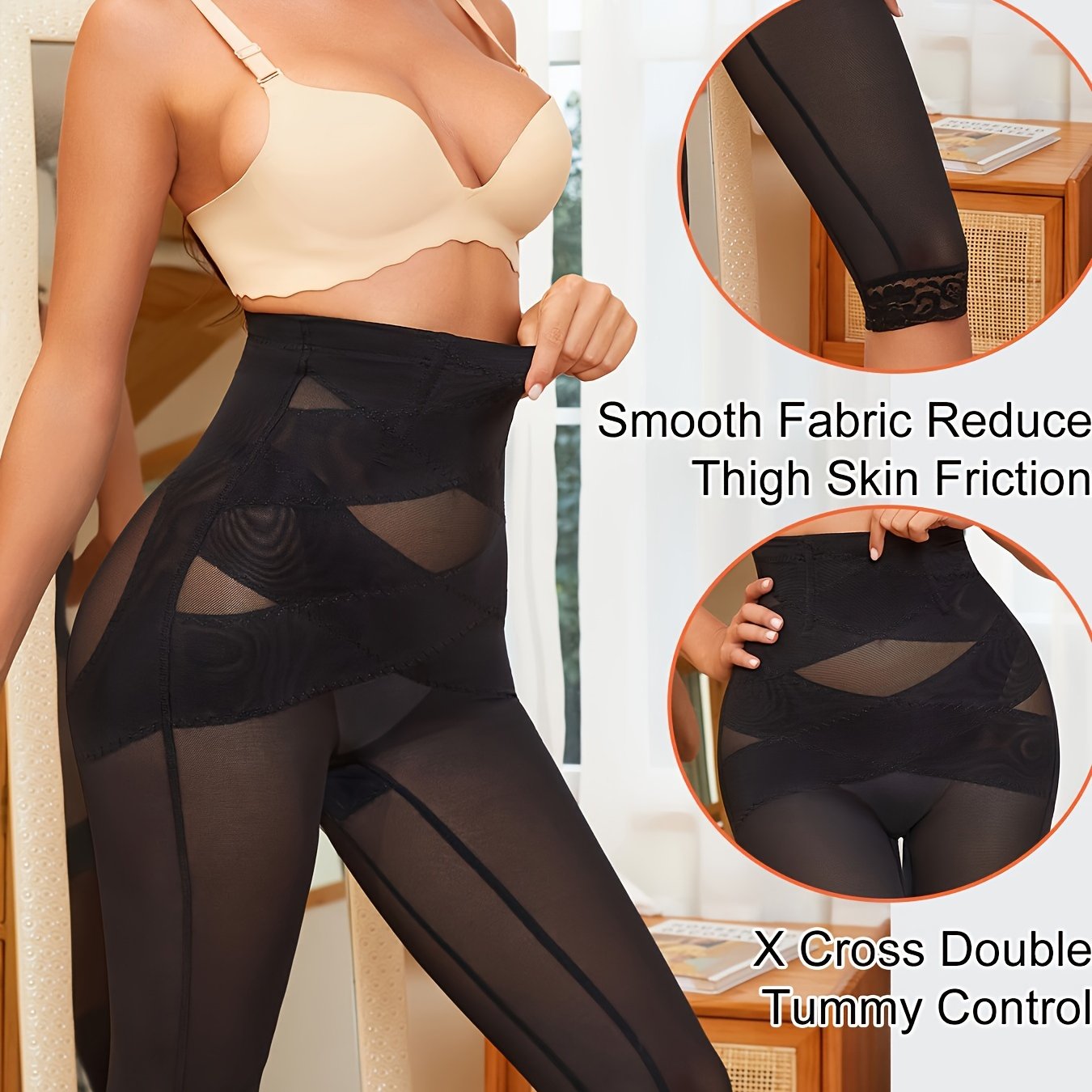 High waist body shaper cropped pants with belly cross design and butt lifting feature. Available in multiple colors.