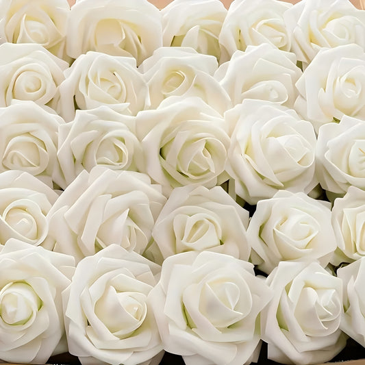 25 artificial white roses for wedding, home decor, office, cafe. Suitable for various occasions. No container needed.