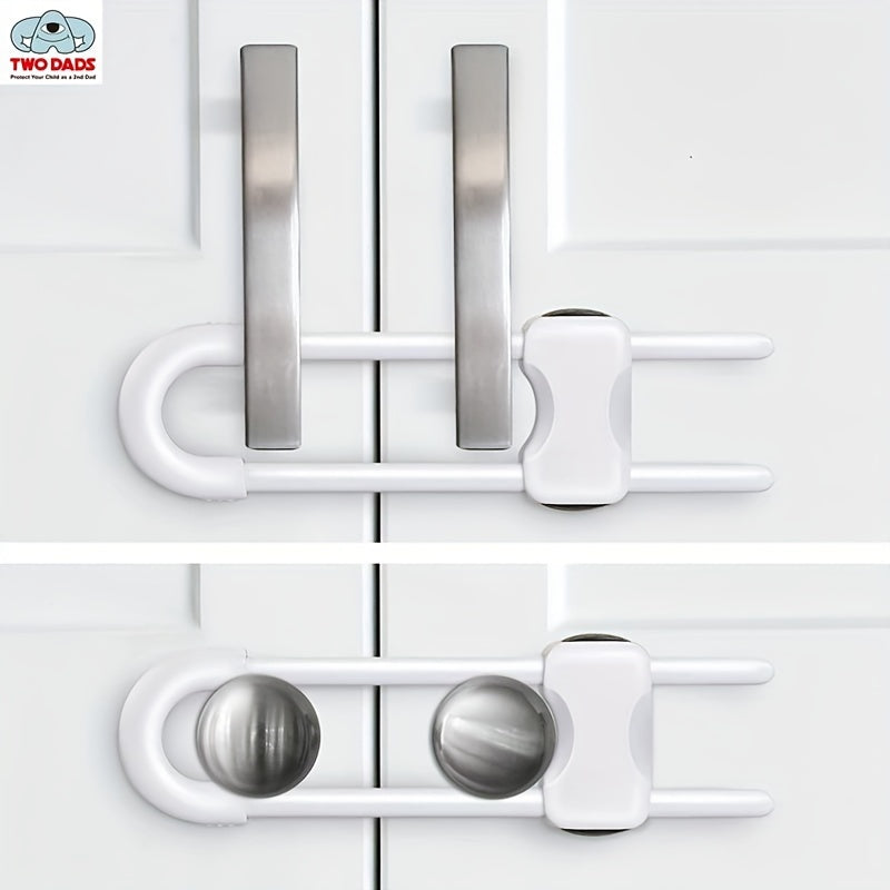 Keep your little ones and furry friends safe with this set of 4 adjustable U-Latch safety locks for sliding cabinets. Made from BPA-free white ABS material, these locks are perfect for kitchens and bathrooms, helping to prevent accidents in danger areas.